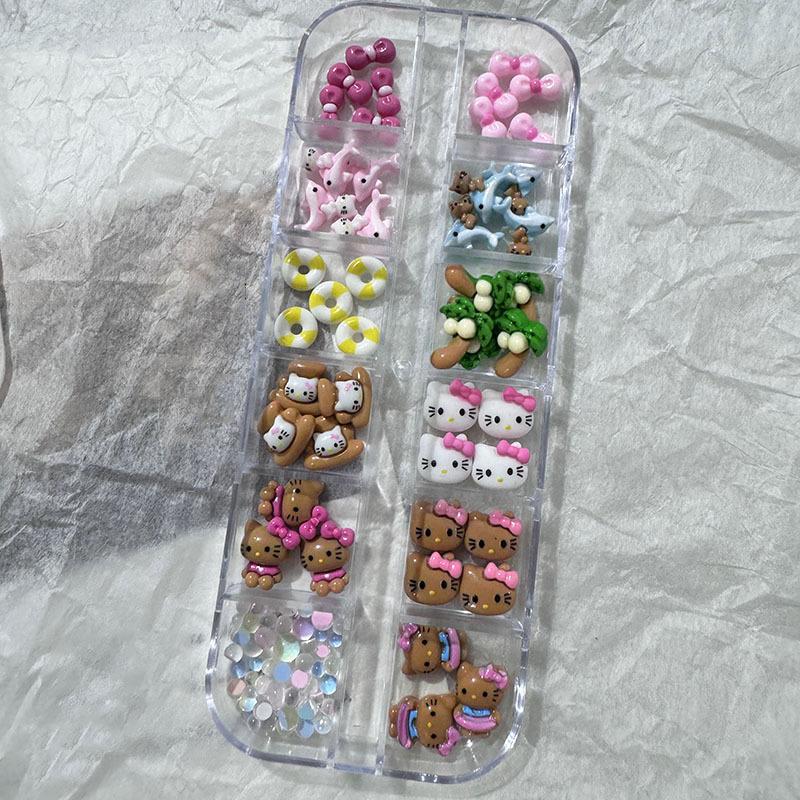 6/12Grids Kawaii Hawai Bow Resin Nail Diy Accessories Cute Nail Decorations Art 3D Diy Crafts Accesories Charms Accessories