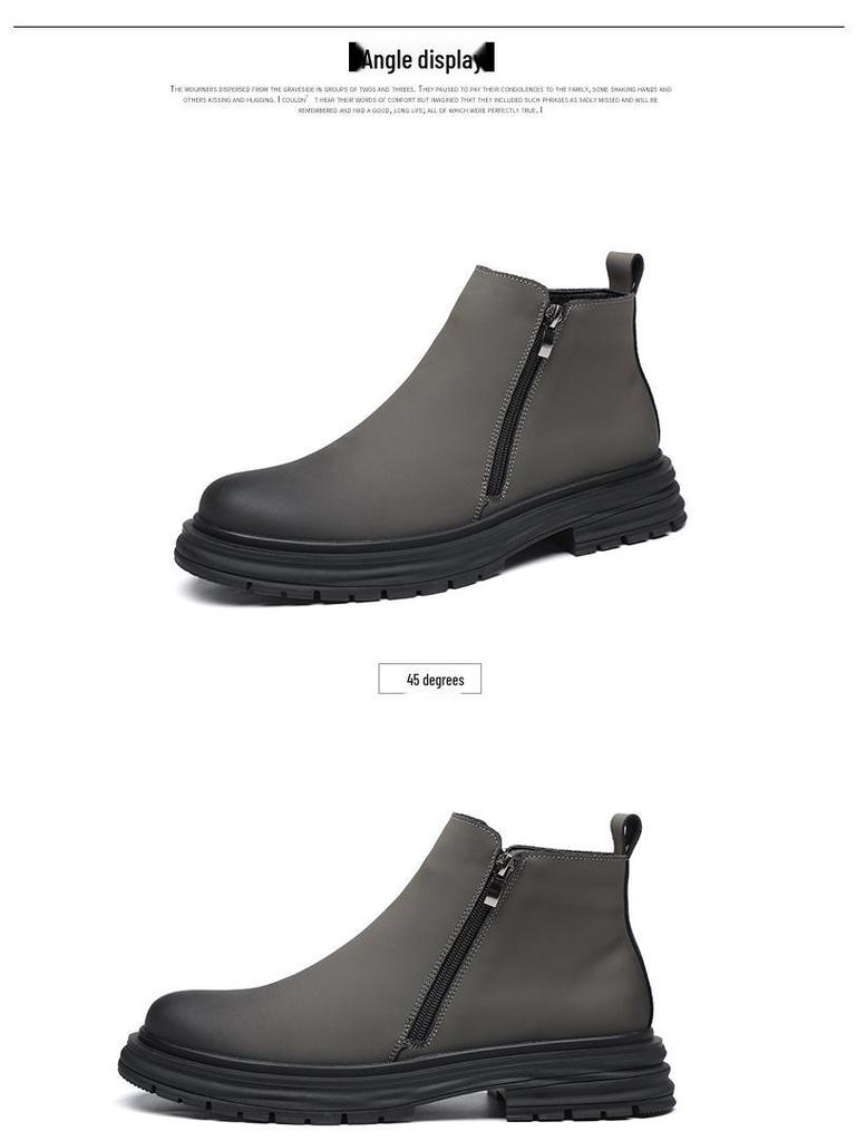 Herren 2023 High-Top Retro Leder Martin Stiefel - Britischer Stil Mid-Cut Arbeitsschuhe