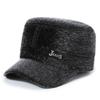 Autumn and Winter Men's Warm Ear Protection Woolen Splicing Flat Large Brim Top Hat Middle-aged and Elderly Old Man Father Cold Protection
