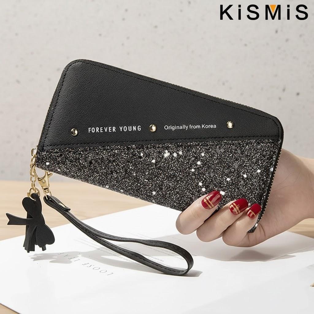 Fashion Women's PU Leather Long Wallets Sequins Patchwork Glitter Coin Purse Gifts for Girls Wholesale