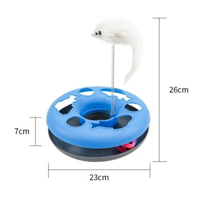 Pet Toy Cat Turntable Ball for Indoor Cats Interactive Kitten Toys Roller Tracks with Catnip Spring Funny Cat Toy Teaser Mouse