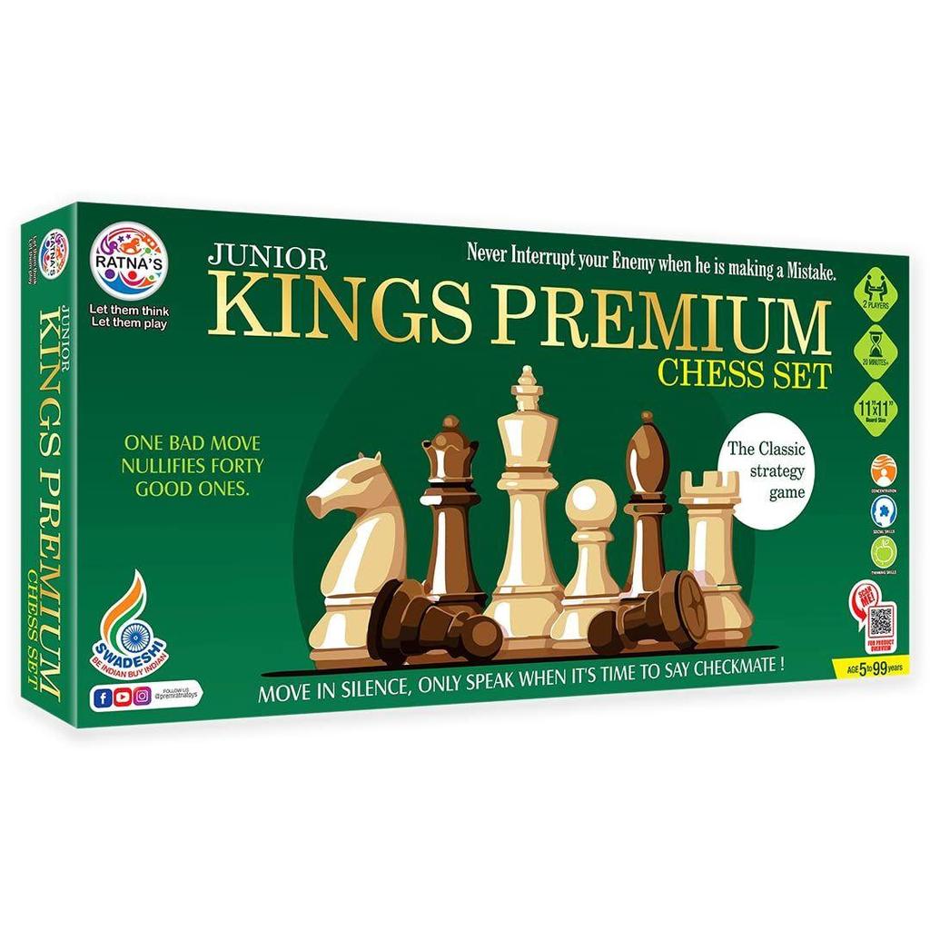 Strategiespiel Junior Kings Premium Schachbrett-Set für Kinder mit logischem und starkem Verstand zur Förderung ihres logischen Denkens und ihrer Konzentration