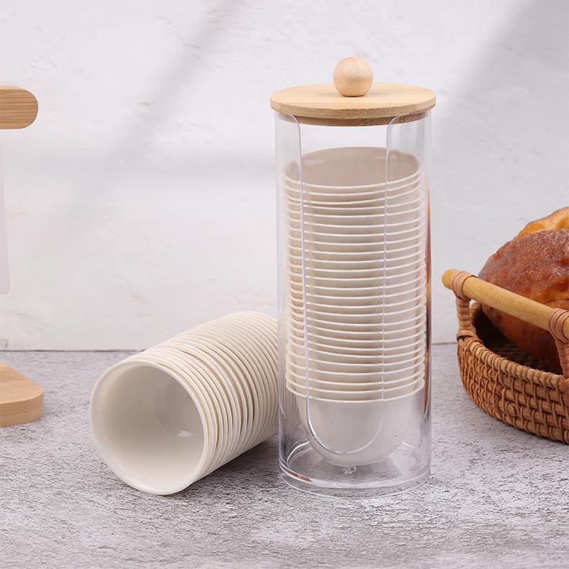 1Pc Transparent Cup Holder Or 50 Disposable Kung Fu Tea Cup Rice Husk Fiber Cup High Temperature Resistant Degradable Test Cups
