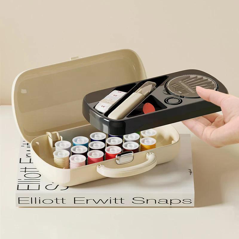 Multi-Functional Dustproof Storage Box Creative Sewing Box Portable Student Manual Sewing Including Needles Threads