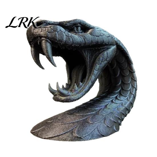 Black Snake Head Model 3D Printed Snack Figurine, PLA Simulated Model, Novelty Industrial Style Art Desktop Ornament for Home, Bookshelf Decoration серый