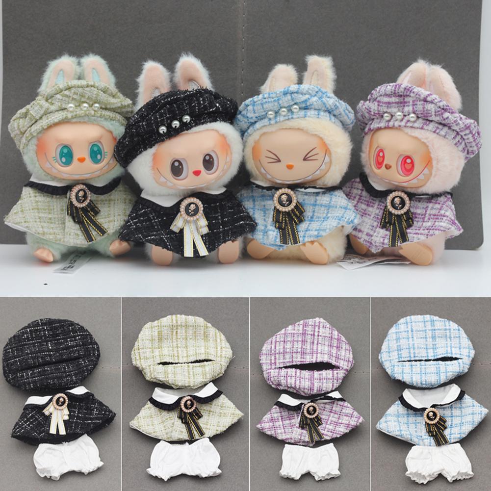 For 17cm Labubu Doll Clothes Fashion Clothes Hat Cape Doll Clothes Color Match Hoodies Dolls Accessories Cute Decoration Little Clothes