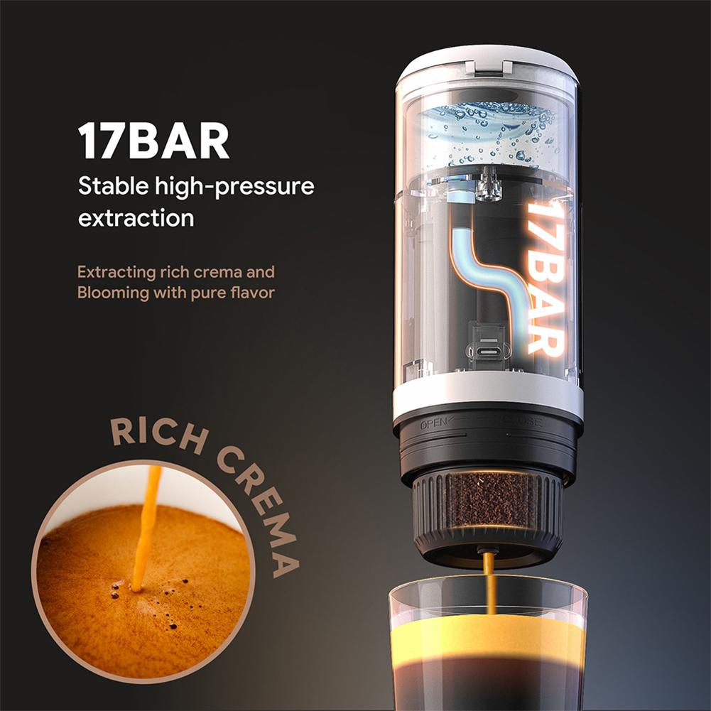 2-in-1 Portable Coffee Maker Multifunctional Coffee Brewing Machine Wireless Coffee Maker for Travel Caravan Hiking