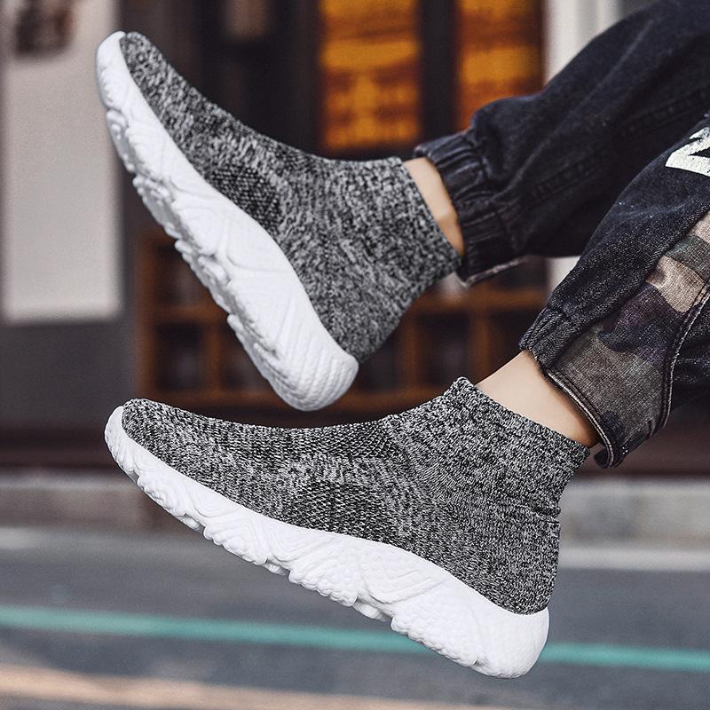 Autumn and Winter Casual Fly-woven Mesh Shoes Large Size Couple Light Cotton Women's Cotton Shoes Socks Shoes Men's Shoes