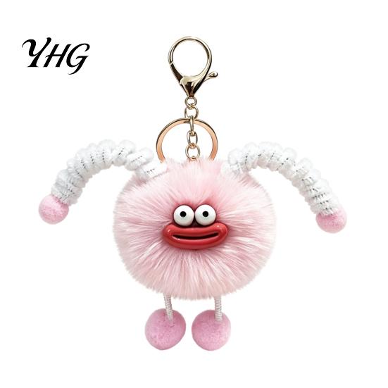 Sausage Mouth Doll Keychain Creature Plush Keychain, Cartoon Fuzzy Ball Keyring Pendant, Pendant Decorative for Handbags Purses Backpacks &