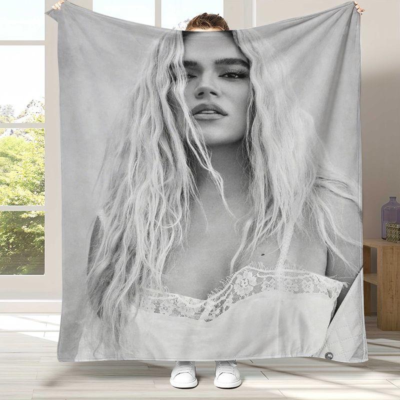 Famous Karol G Singer Flannel Blanket,Ultra Soft Warm Plush Throw for Home Bedroom Bed Sofa Cover Office Camping Picnic Gift
