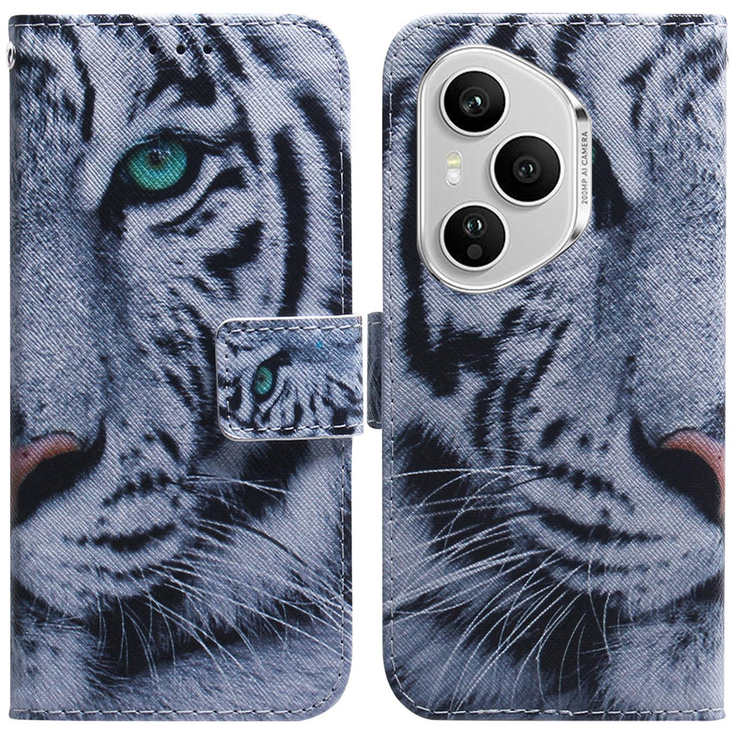 

Для Honor 400 Pro 5G (Глобальний) Чохол-гаманець з принтом, шкіряний чохол для телефону Tiger