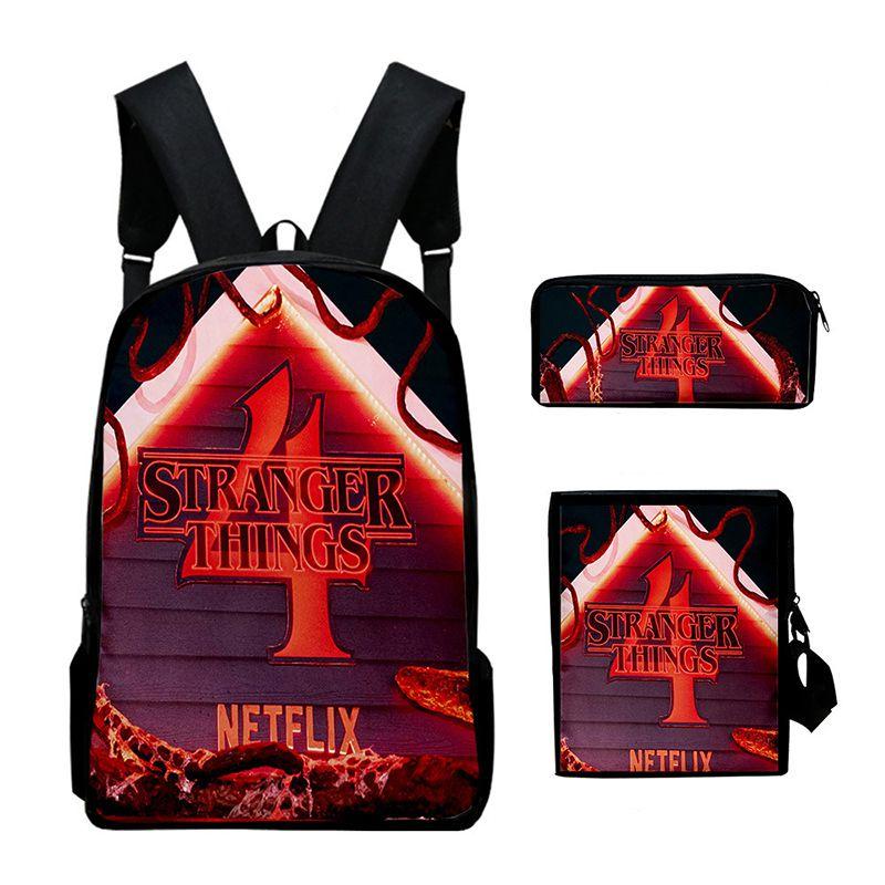 Stranger Things Waterproof Backpack Set 3pcs Crossbody Bag Pencil Bag Included