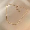 DIEYURO 316L Stainless Steel Gold Snake Bone Necklace Fashion Design Love Pendant Personality Thin Street Choker
