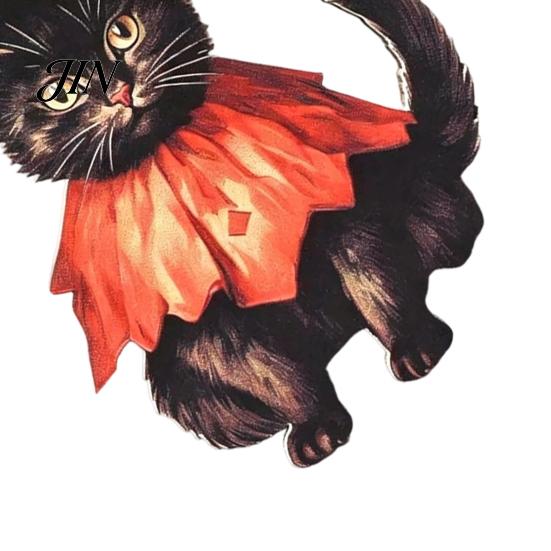 Watercolor Witch Cat Wood Decor Halloween Wooden Hanging Ornament, Decorative Pendant, Party Cute Holiday Favors for Tree And Window Pumpkin Sign
