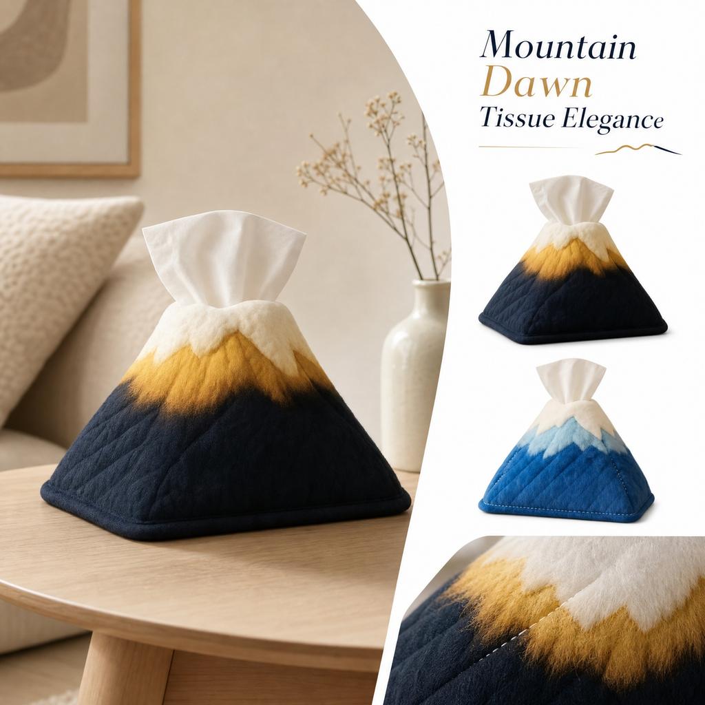 Mountain Shaped Tissue Box Cover Creative Pyramid Design Soft Fabric Material Suitable for Living Room Bedroom Home Decoration