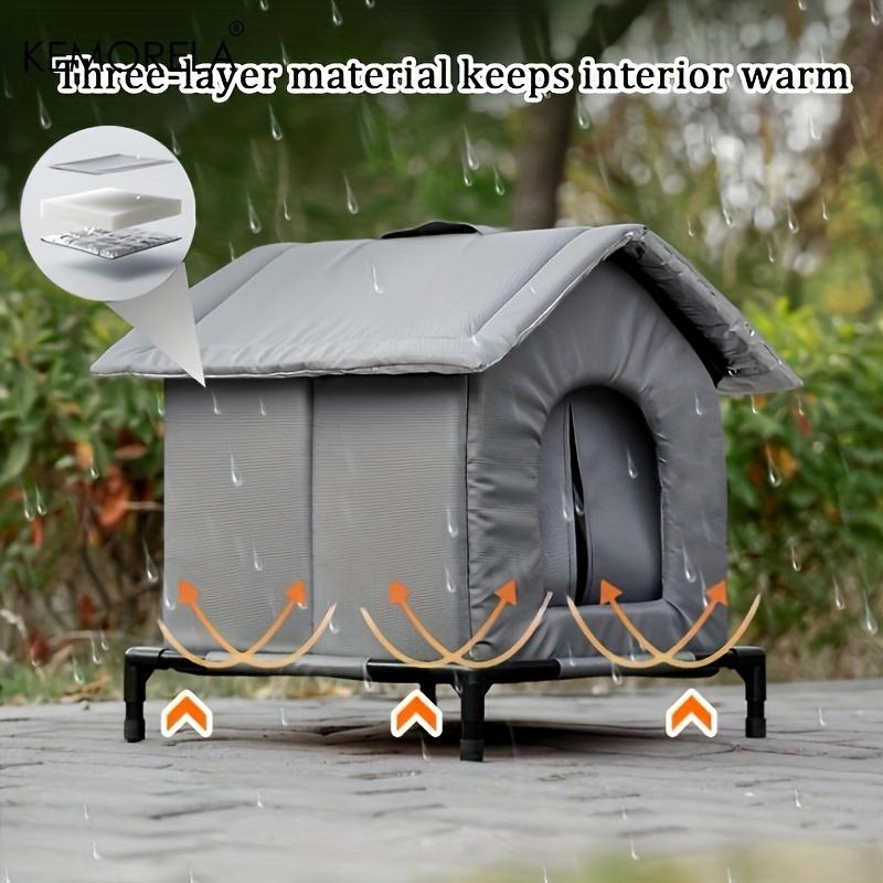KEMORELA בית חתולים חורפי נייד לחוץ, עשוי בד אוקספורד מבודד, עיצוב עמיד ברוח, מתקפל להרכבה קלה, עבור חתולי רחוב