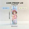 1PC Pink Dress Girl Bow Hair Decor Pattern 750ml Color Plastic Sports Water Bottle Leakproof Flip Straw Lid Suitable for Sports Office Home Use