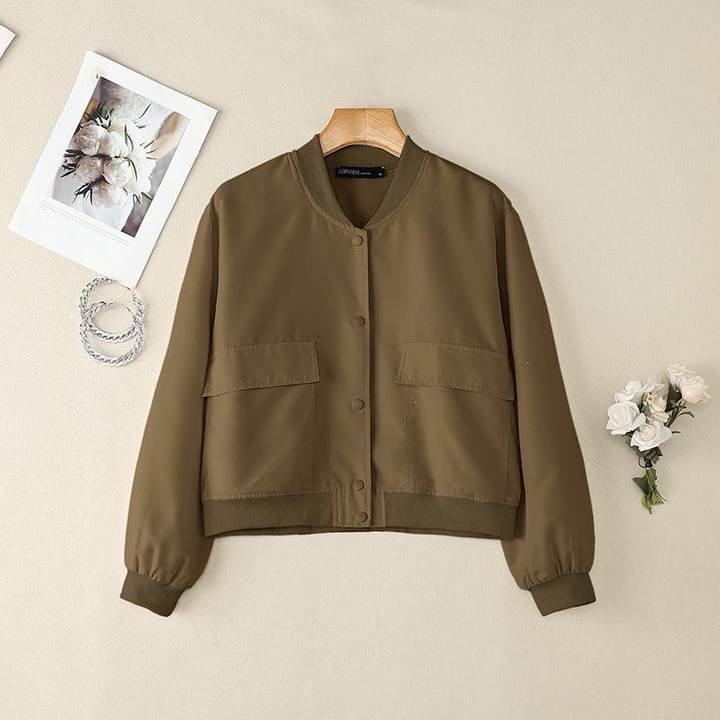 

ZANZEA Women Casual Round Neck Long Sleeve Thin Cardigan Outfits 5XL светло-коричневого