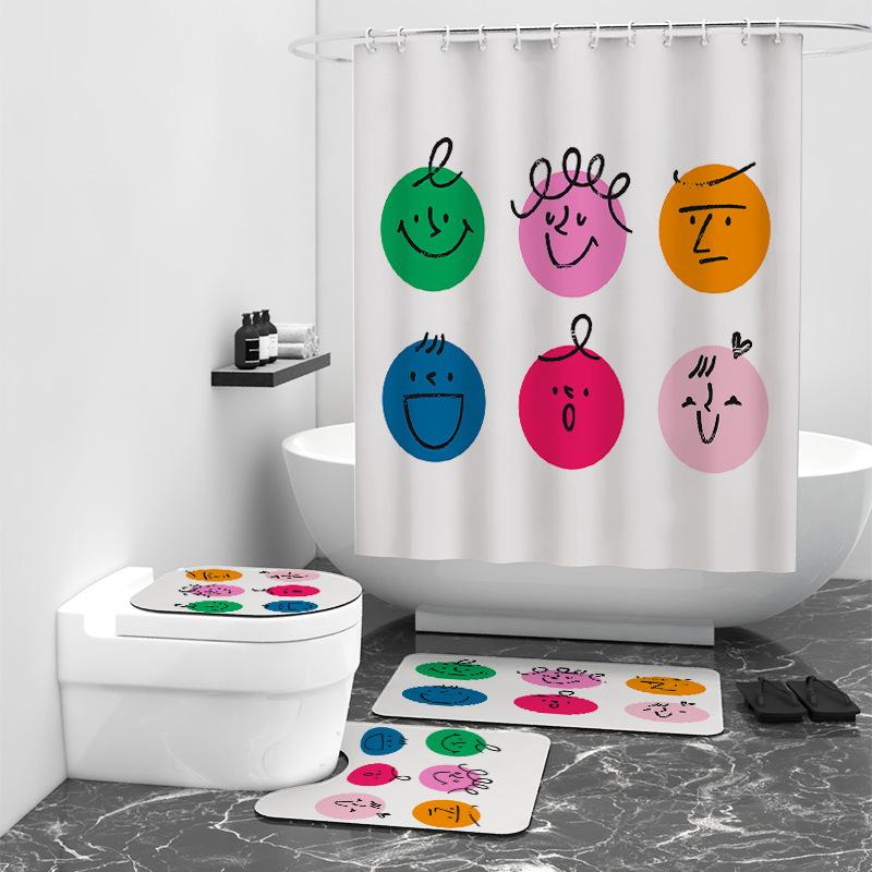Graffiti Smiley Digitální Tisk Sprchový Závěs Koupelnový Nepropustný Závěs