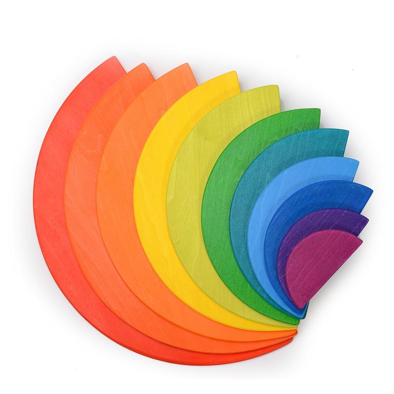 Wooden Rainbow Block Colorful Stacking Building