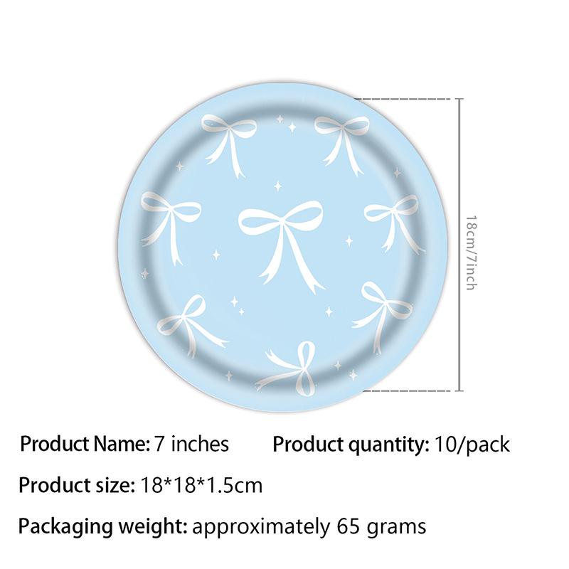 Black Bowknot Paper Plates Disposable Tableware Birthday Party Supplies Decorative Dinner Plates Napkins Baby Shower Party Decor