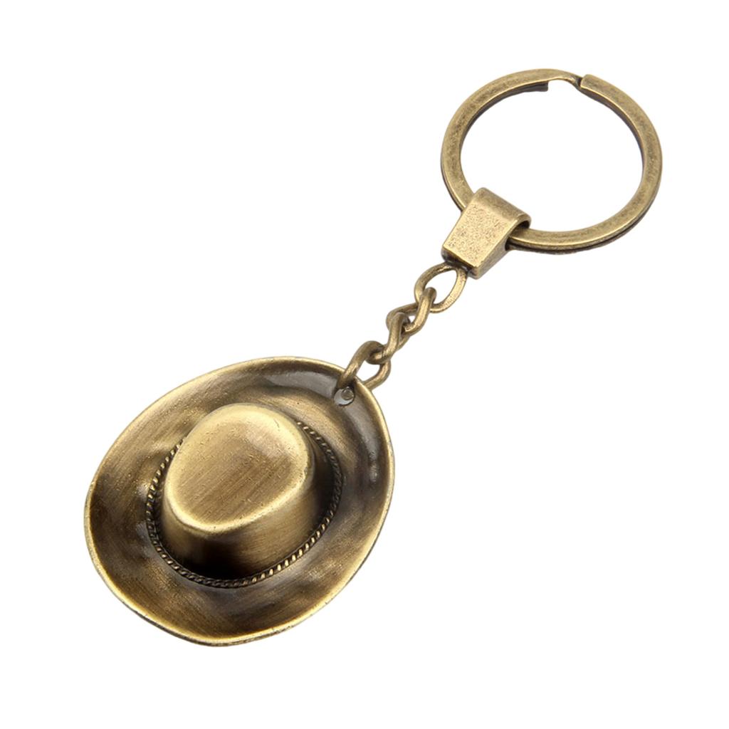 Antique Cowboy Hat Shaped Key Ring Holder Stylish Copper Alloy Pendant Keychain Ornament For Outdoor Enthusiasts