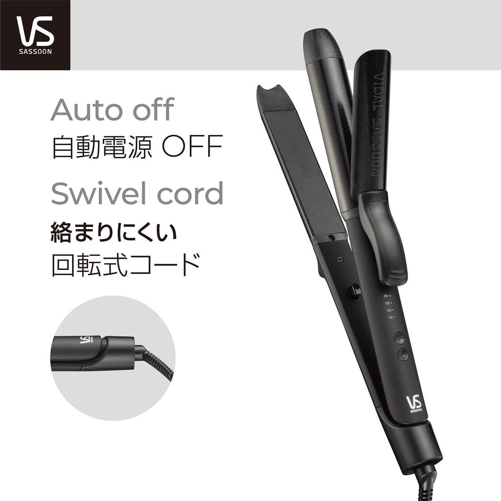 Vidal Sassoon Curl Straight Hair International 4 Temperature Negative Black VSI-3250/KJ 2-Way & Iron, 32mm, Basic, Compatible, Settings, Ion,