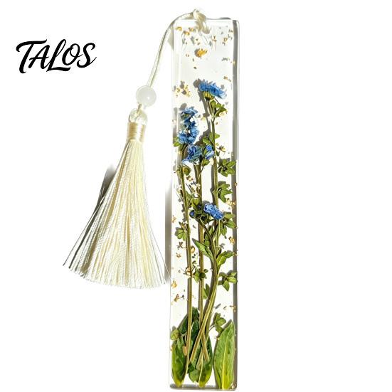 Marcador de Páginas Talos de Flor Real en Resina, Marcador de Página Seca de los 12 Meses, Marcador Prensado Hecho a Mano para Lectores, Regalo para Amantes de los Libros