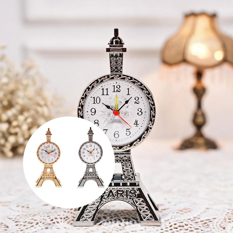 Tower Form Alarm Clock with Clear Face and European Finish for Shelf, Desk, Dresser, or Reading Area Display Home Use