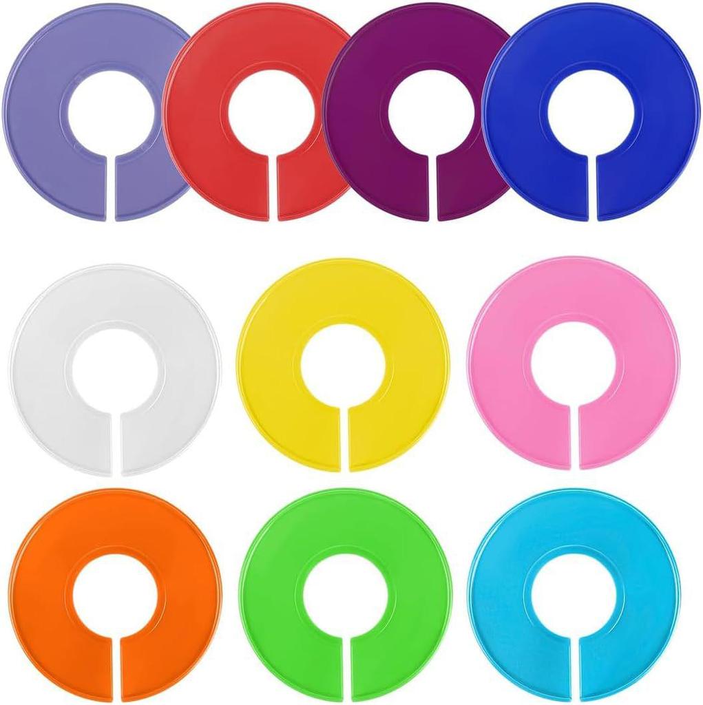 Adult Clothing Size Dividers - Double-Sided Plastic Rings for Wardrobe Organization