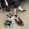High Heeled French Temperament Socialite Black Pointed Single Shoes Women'S Shoes New Spring And Autumn Commuter Bag Head Sandals