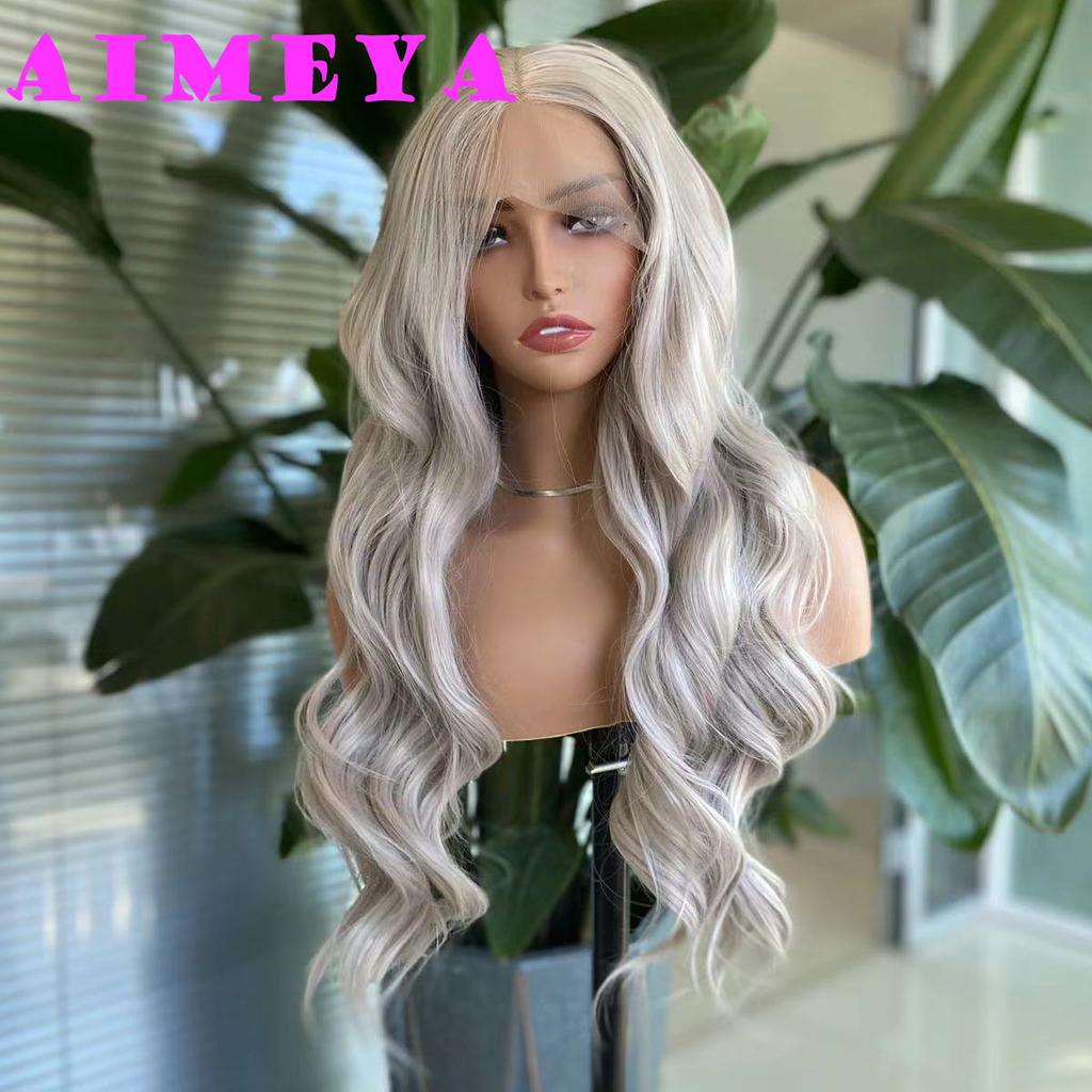 AIMEYA Blonde Wig Long Body Wave Lace Front Wig  Synthetic Lace Wig for Women Girl Heat Resistant Hair Cosplay Daily Use