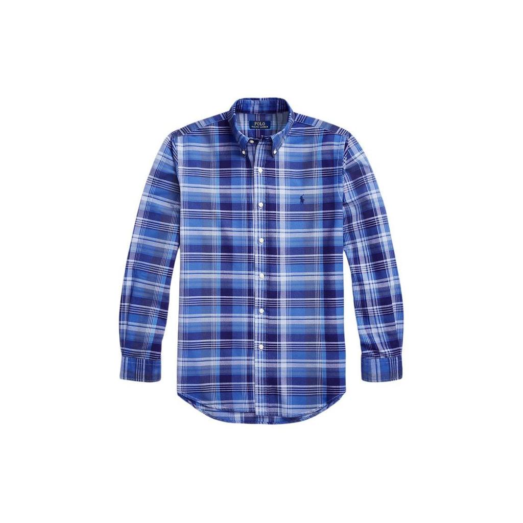 Polo Ralph Lauren Ss24 Plaid Pattern Logo Embroidered Single-Breasted Long Sleeve Shirt Men shirts Blue MNPOWOV16823471-400
