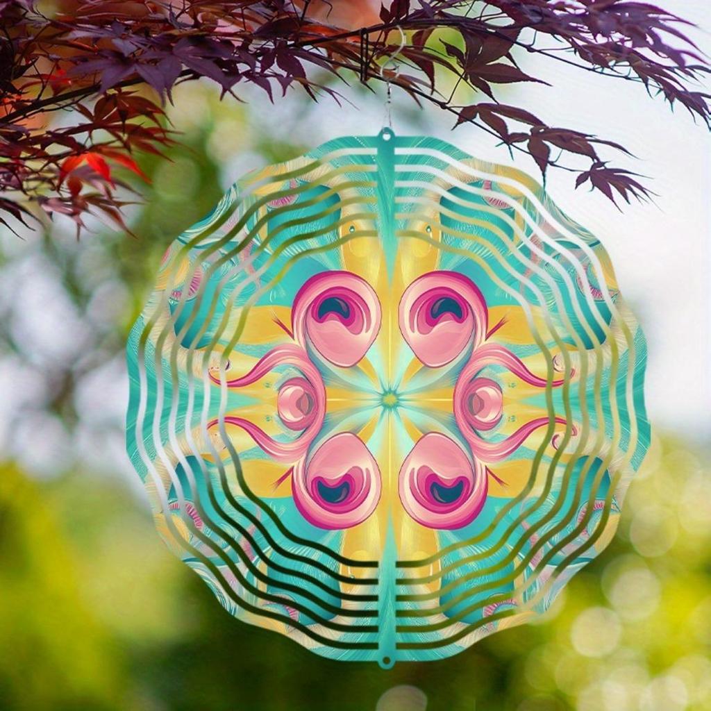 360 Grad Drehhaken 10 Zoll Drehendes Metall-Windspiel Lebhaft Mehrfarbig Außendekoration für Garten Balkon Alle Jahreszeiten Geschenk