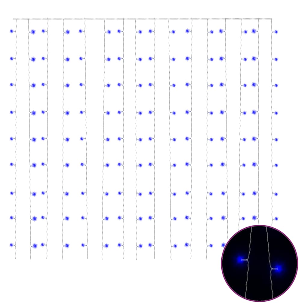 Vidaxl Kurtyna Lampek, 3X3M, 300 Niebieskich Diod Led, 8 Funkcji