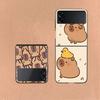 Cute Cartoon Capybara Coque For Samsung Z Flip7 6 Galaxy Case Shockproof Z Flip5 Z Flip3 4 5G Hard Cover Phone TPU PC Hard Fund