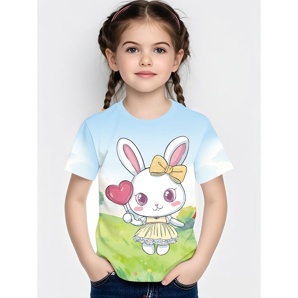 summer Fashionable Comfortable Soft Children's Top Cartoon Animal Series 3d Round Neck Short Sleeve Leisure versatile Children's T-shirt