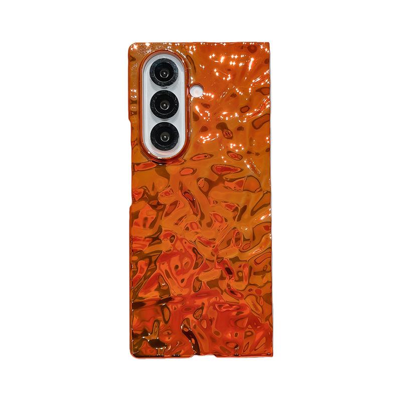 Applicable to Samsung galaxyzfold1 mobile phone case electroplating orange new Z Fold1 personalized hard case Z Fold1 flip folding screen