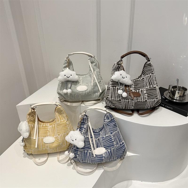 New Striped Underarm Shoulder Bag Large Capacity Commuter Handbag Multi-purpose Versatile Backpack