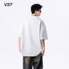 2025Summer Korean Style Loose Round Neck Textured Short Sleeve Padded Shoulder Simple Solid Color Half Sleeve Unisex Trendy Basic Base Shirt t