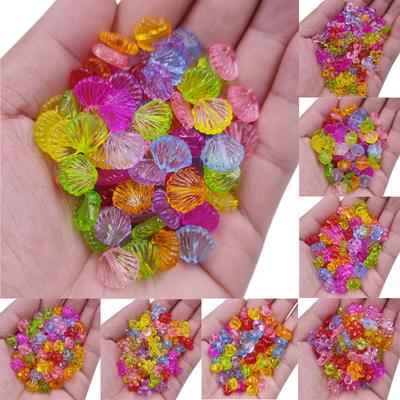 Home Party Supplies Loose Beads DIY Craft Flower Heart Shell Transparent Wholesale 20/40Pcs Necklace Bracelet Pendant For Jewelry Making
