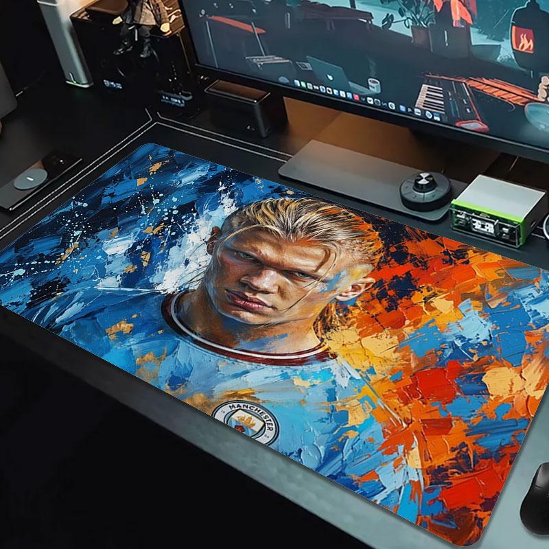 Erling Haaland Large Size Mouse Pad Large Gaming Table Cushion Non-slip Laptop Tablet Big Mousepad XXL Mat Mini PC Playmat With Lock Edge