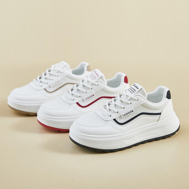 Pantofi albi de primăvară Stil nou de pantofi sport cu talpă groasă și talpă înaltă pentru elevi Pantofi casual