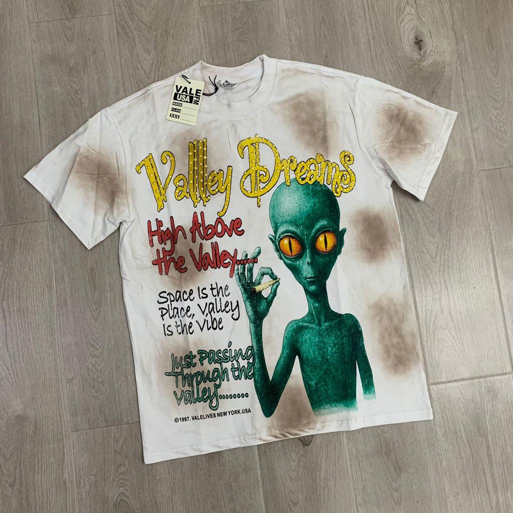Meichao Vale New Retro Character Print Summer High Street Men and Women Loose Casual Wash Old Short Sleeve T-shirt