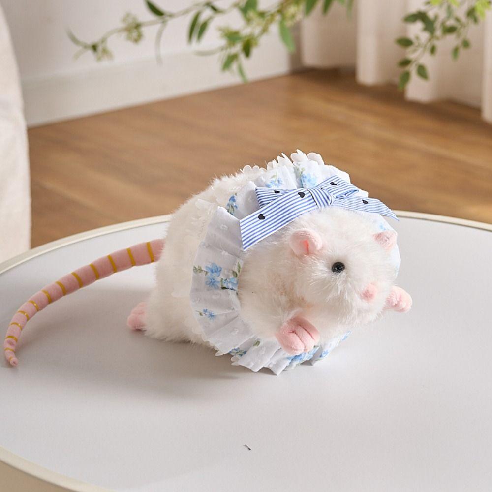 Floral Dress Fluffy Mouse Stuffed Simulation Stuffed Rat Creative Plush Mouse Doll Kids Toy