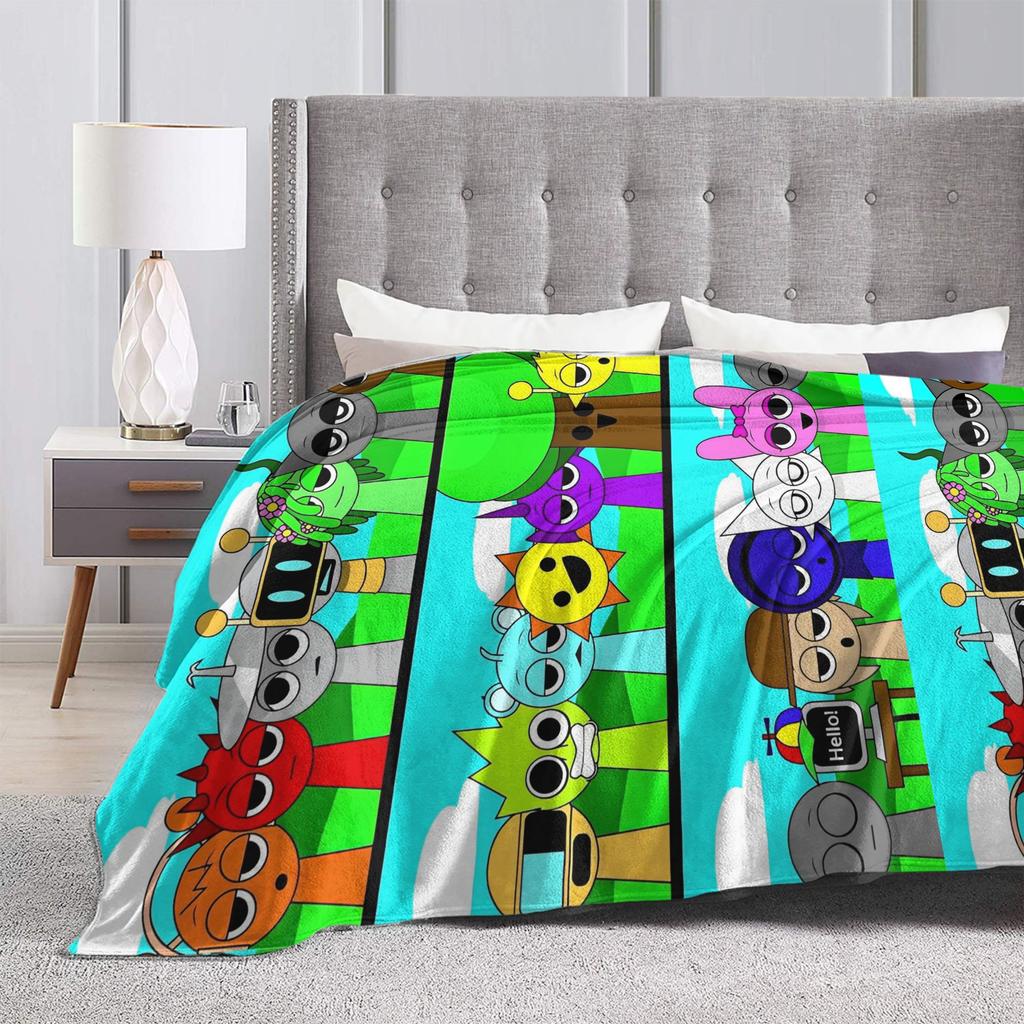 Coperte Gioco Personaggi Sprunki Morbida Divertente Calda Coperta da Lavoro per Casa Ristorante Primavera Autunno,
