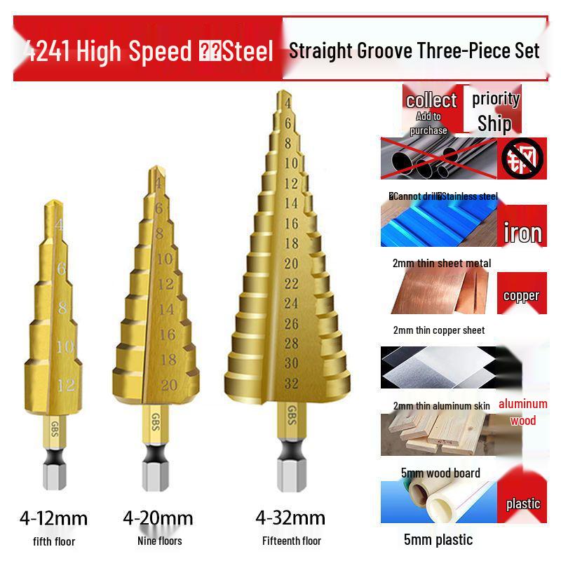 Tapered Step Drill Bit - Stainless Steel Hole Reamer for Metal, Iron, and Aluminum