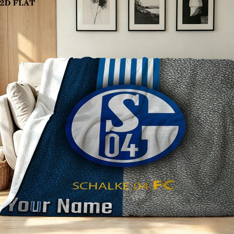 1PC FC Schalke 04 Custom Name Patterned Flannel Blanket Suitable For All Seasons for Home Decor Warmth and Comfort Gifts Holiday Present
