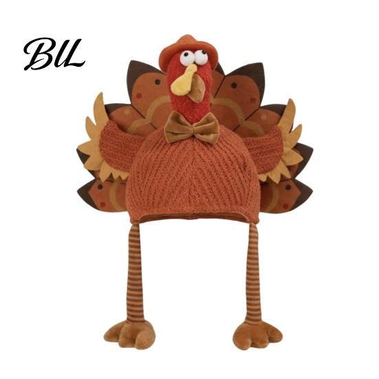 Thanksgiving Theme Celebration Headwear Funny Turkey Hat for Adults, Costume Accessory, Novelty Soft Creative Role Play Knitted Women, Men,