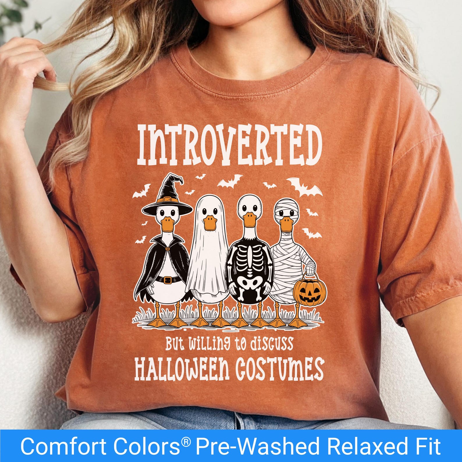Halloween Silly Goose Tshirt, Comfort Colors Introvert Halloween T Shirt, Goose Halloween Tee, Spooky Goose T-Shirt for Women, Fall Gift M